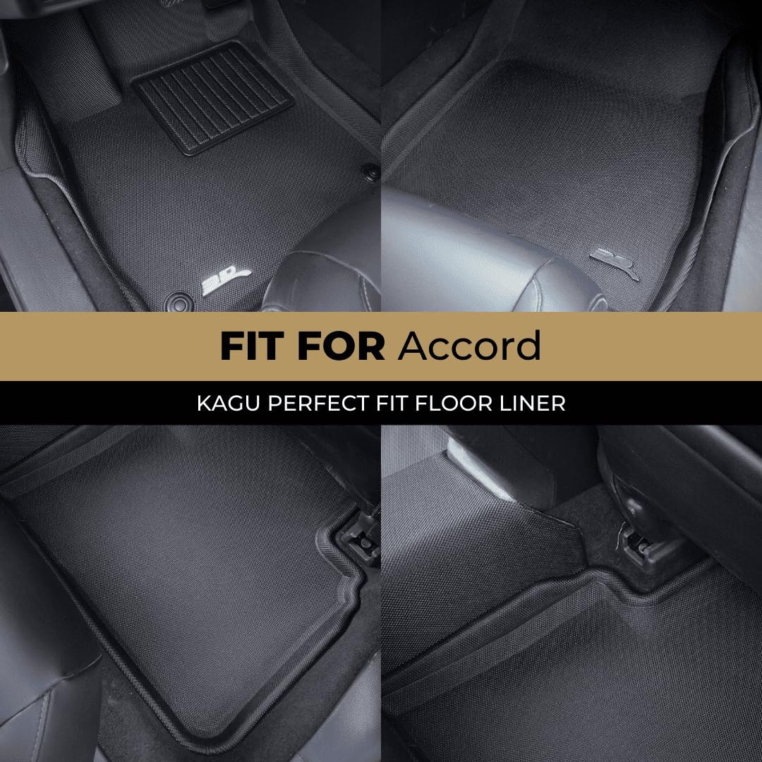 3D MAXpider Kagu Custom Fit Floor Mat (Black) Compatible with Honda Accord / Accord Hybrid 2023-2026 - Full Set