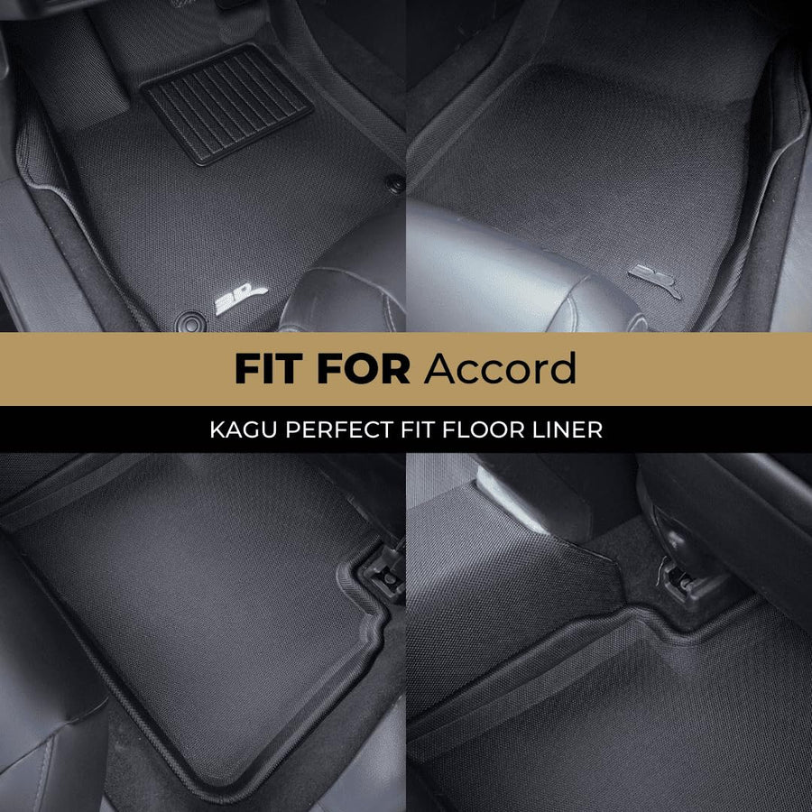 3D MAXpider Kagu Custom Fit Floor Mat (Black) Compatible with Honda Accord / Accord Hybrid 2023-2026 - Full Set