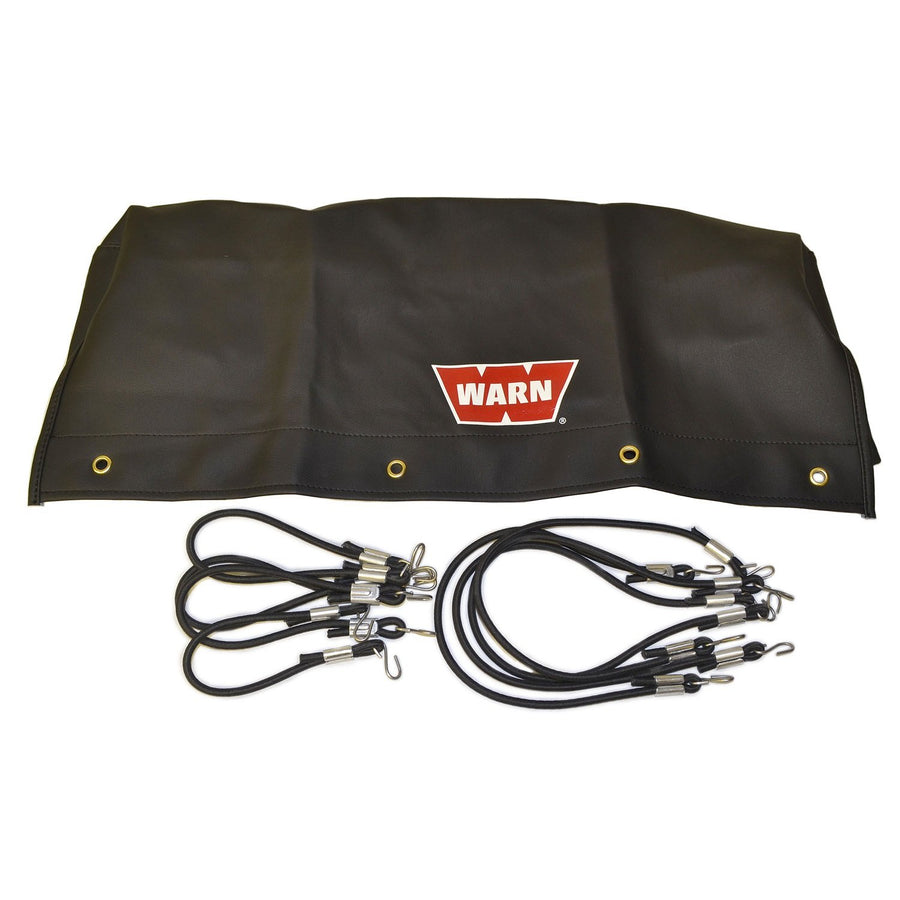 Soft WARN Winch Cover with Bungee Cord Fasteners for 9.5ti and XD9000i Winches, Black
