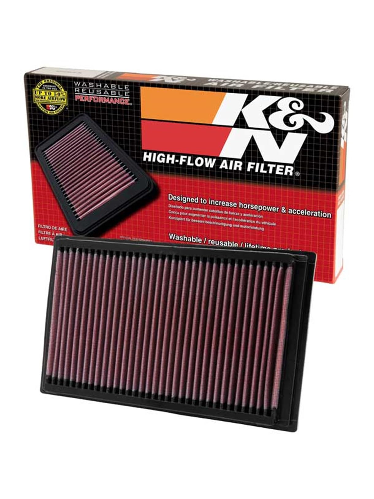 K&N Engine Air Filter: Replacement Car Air Filter, Reusable, Clean Every 75,000 Miles, Washable, Premium: Compatible with 2006-2012 FORD/MERCURY (Fusion, Milan), 33-2357