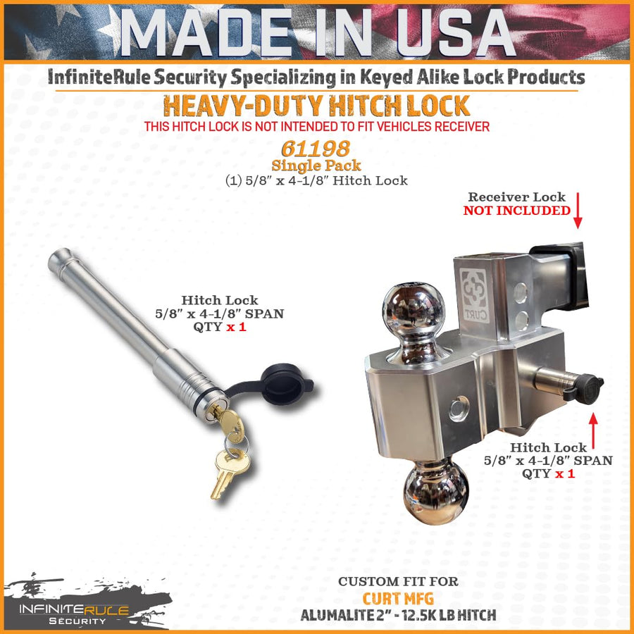 Hitch Lock for 61198 Curt Alumalite Adjustable Hitch 2" 12.5K LB