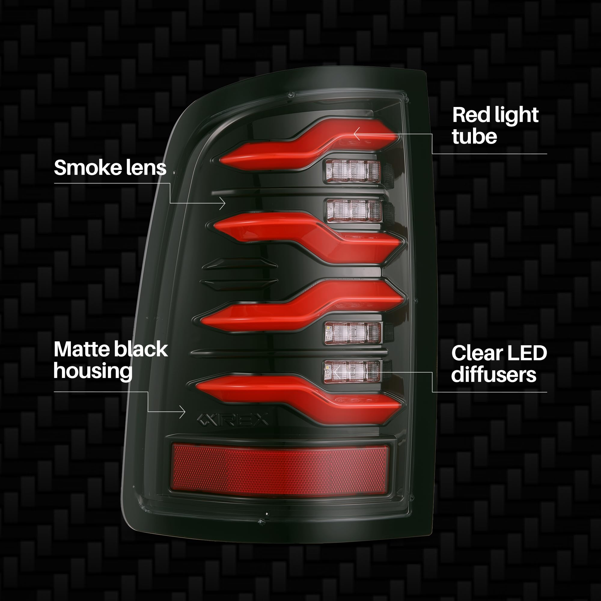 For 09-18 Ram Truck Alpharex LUXX-Series LED Tail Lights Black Red