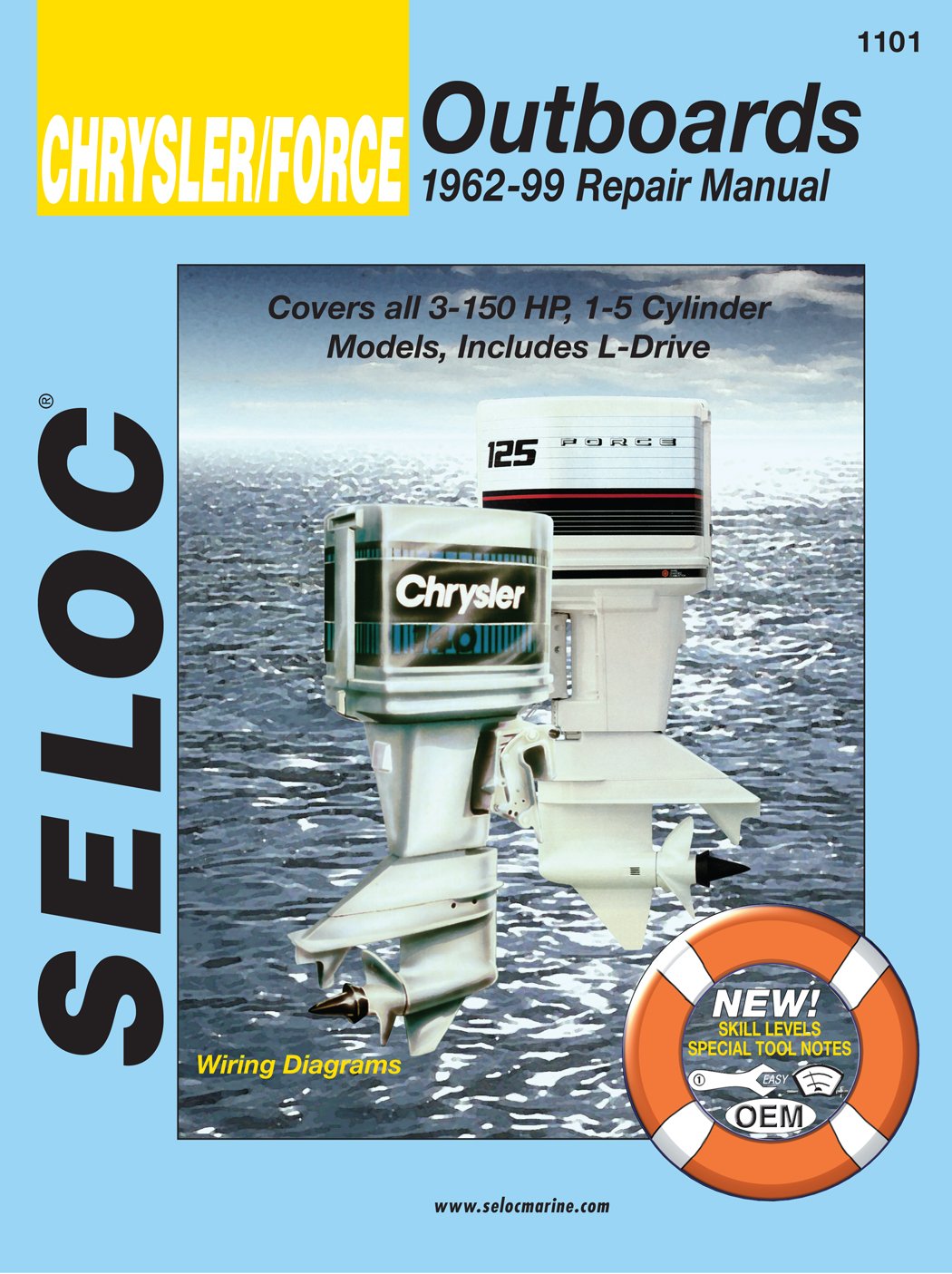 Sierra International 18-01101 Seloc Manual Chrysler/Force Outboards Repair 1962-1999 3-150 HP 1-5 Cylinder Model Includes L-Drives