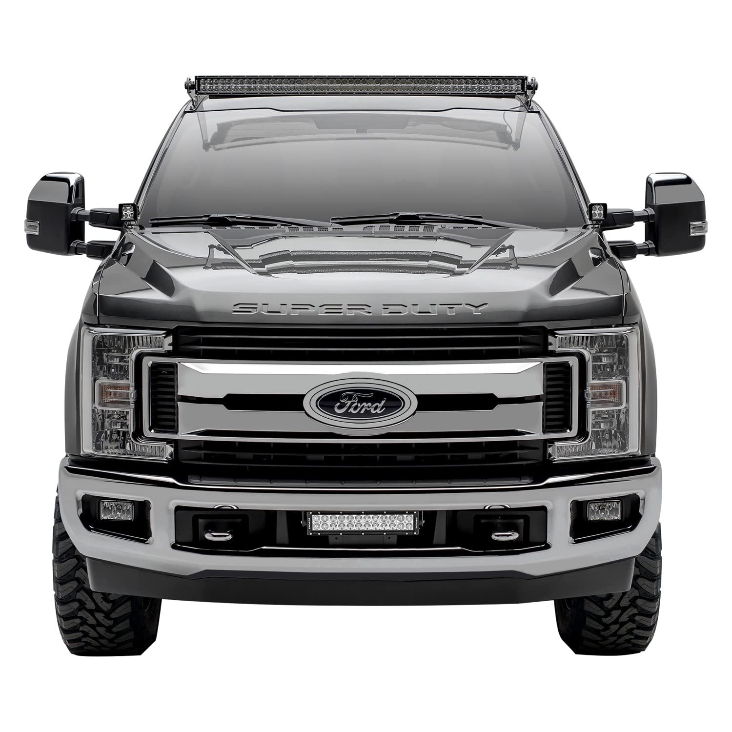 ZROADZ LED Bar Kit Front Roof Mounted - Compatible w/ 2017-2022 ALL Ford F-250, F-350, F-450, F-550 Complete Kit with Mounting Brackets, 52" Curved Zroadz Led bar & Wiring Harness- PN #Z335471-KIT