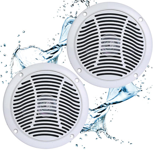 RV610-4W PQN Audio, 6 inch Dual Cone Waterproof Marine Speaker for Boat, RV, Camper and Golf Cart