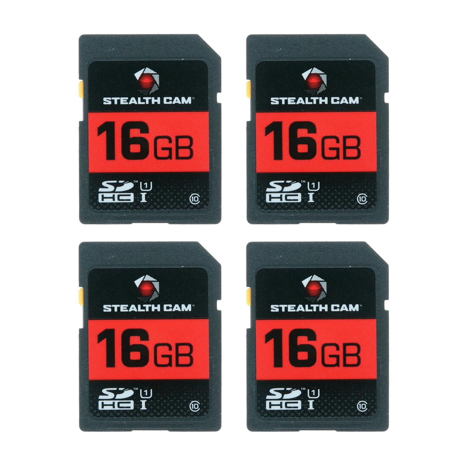 High-Speed Stealth CAM SD Card - Data Transferring Storage Game Trail Hunting Scouting Photo Video Recording Cameras, 16GB SD Card (4 Pack) w/Memory Card Storage Case
