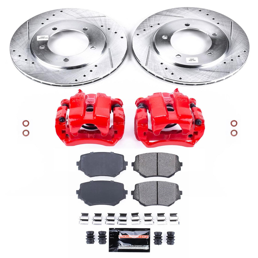 Z23 Evolution Power Stop KC5109 Front Brake Caliper Kit-Brake Rotors, Carbon-Fiber Ceramic Brake Pads, Calipers