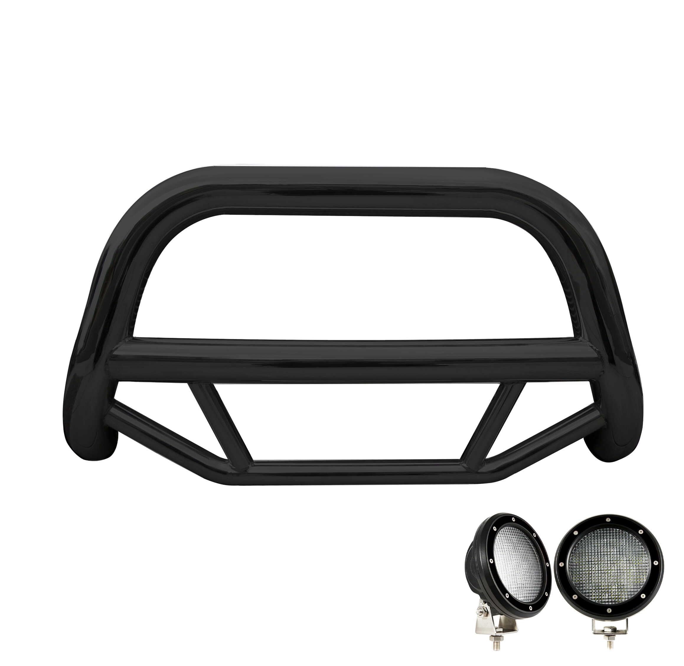 Max Bull Bar Kit Black Horse No Skid Plate Black Compatible with 2018-2024 GMC Terrain|2018-2024 Chevrolet Equinox-MBB-C2902-PLFB
