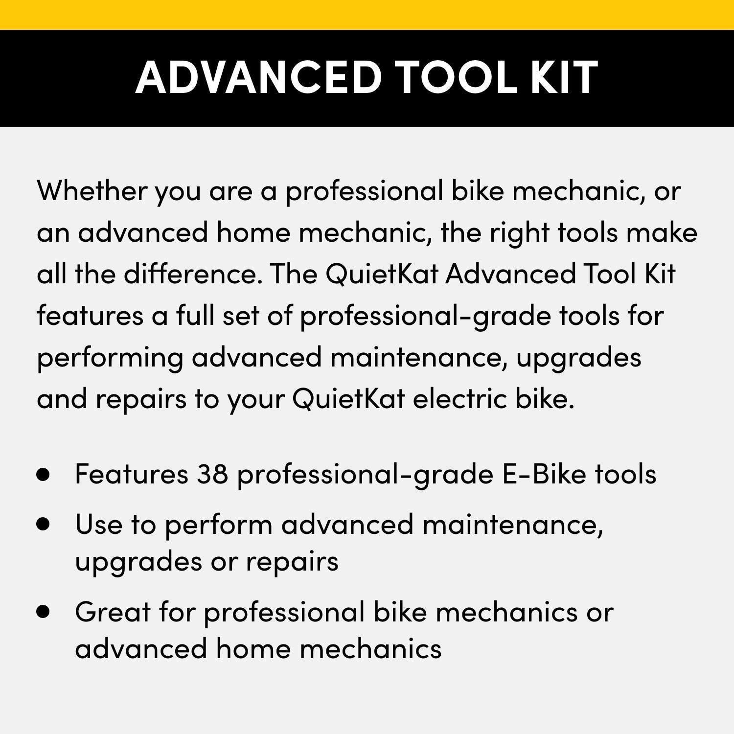 Advanced QuietKat Tool Kit, Featuring 38 E-Bike Tools