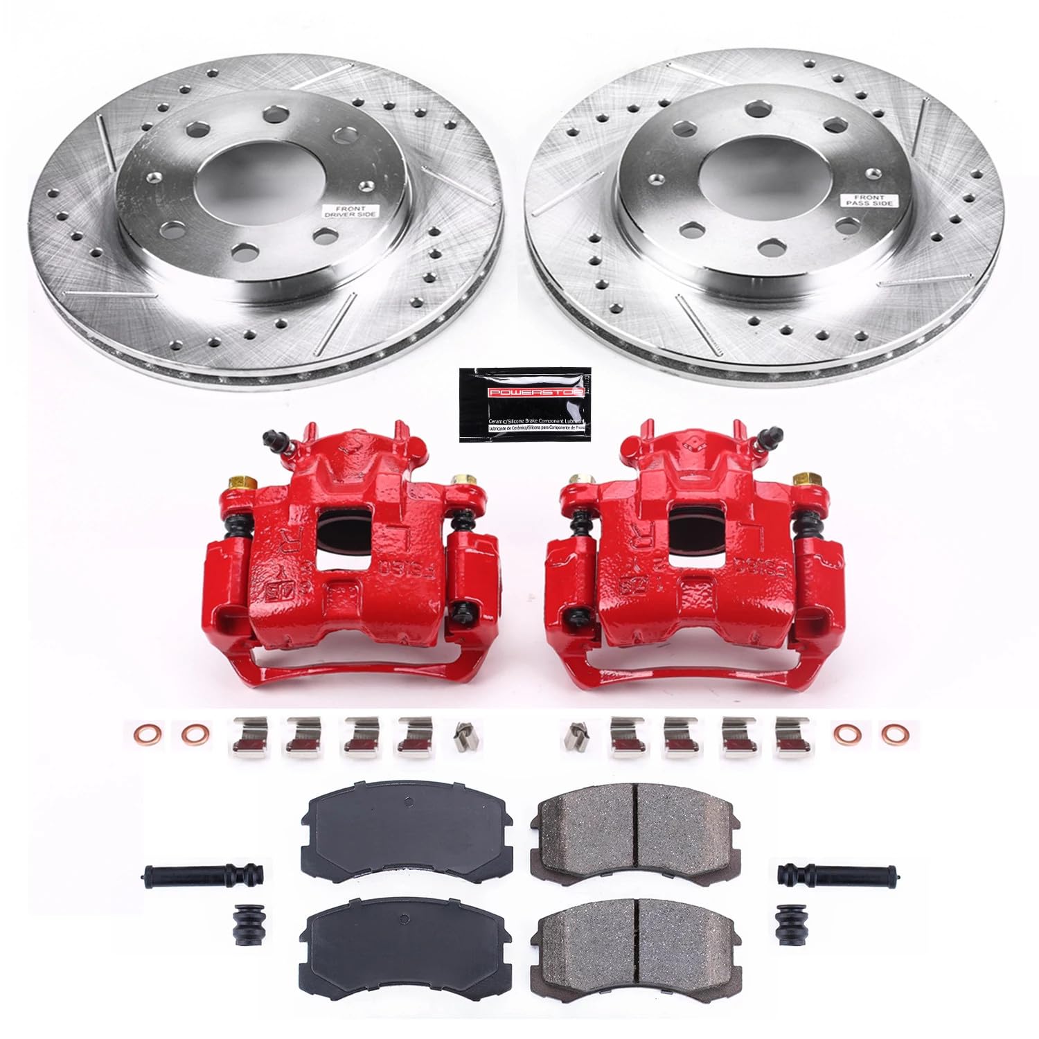 Power Stop Z23 Evolution KC1092 Front Brake Caliper Kit- Brake Rotors, Brake Pads, Brake Calipers For Mitsubishi Lancer 2002-2007 [Model Specific]