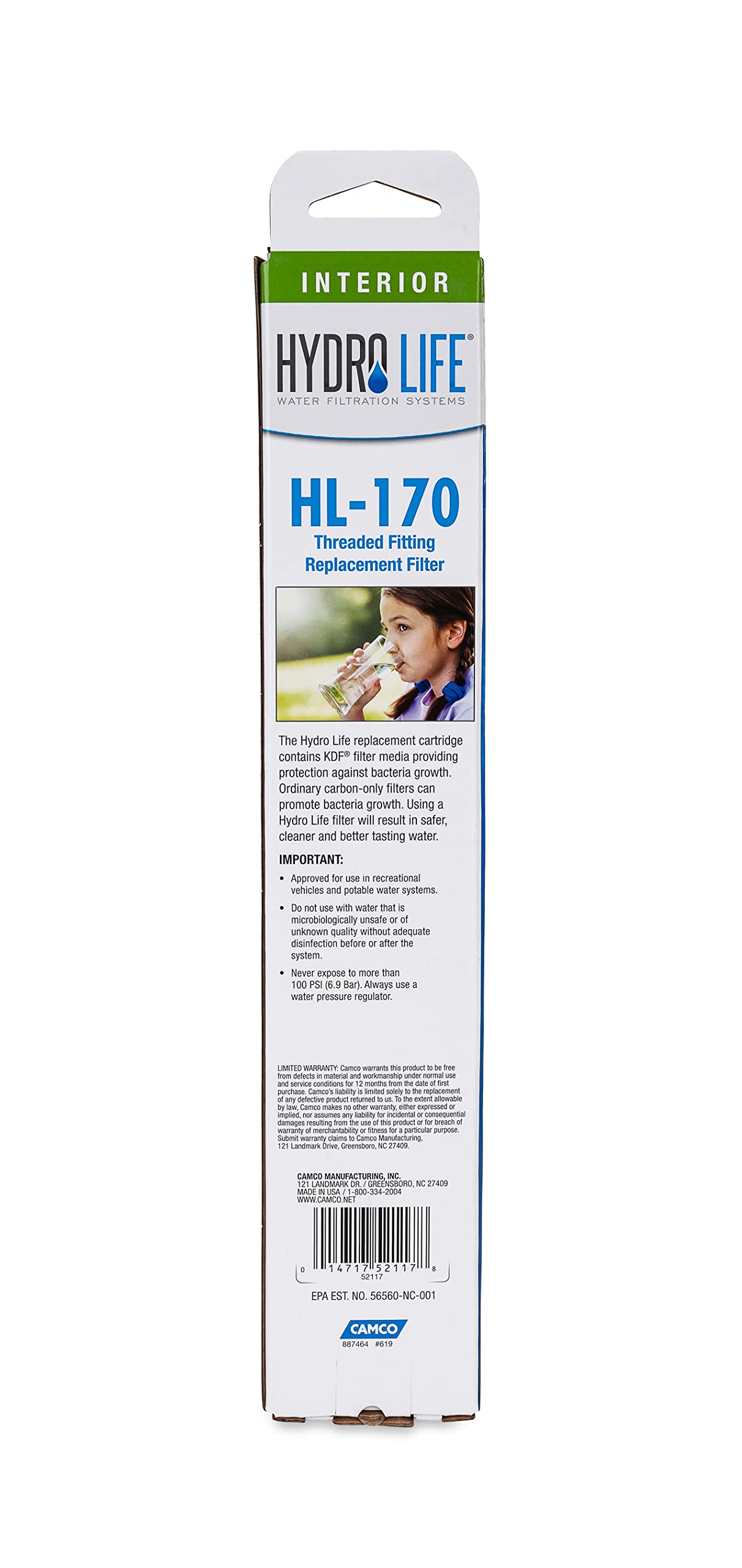 HL-170 TF Hydro Life 52117 Replacement Filter , White , Standard
