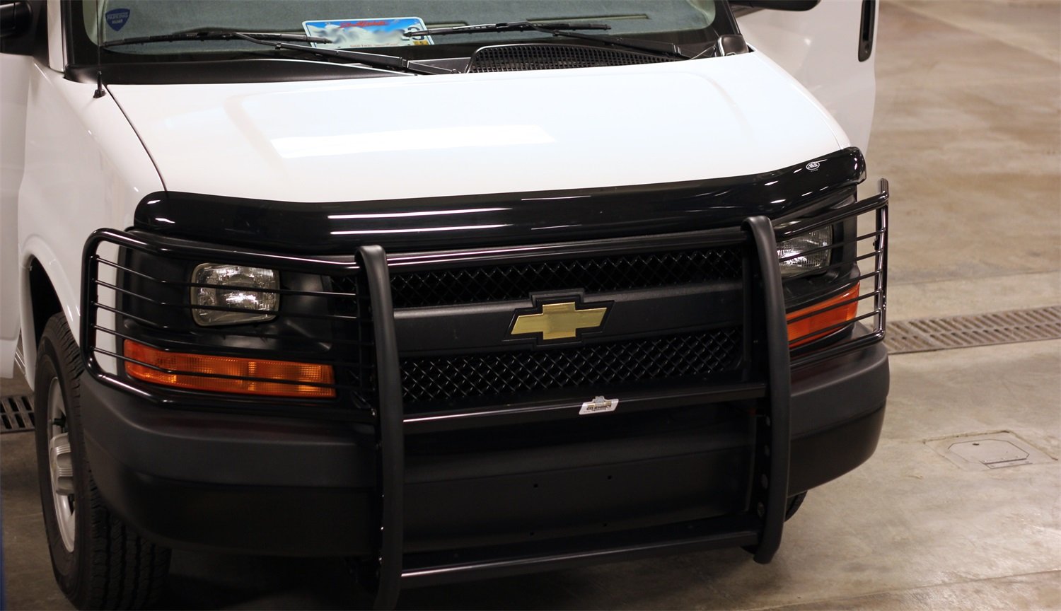 3000 Series Go Rhino Center Grill & Brush Guard | Mild Steel, Black | 3155MB | Fits 2003-2007 GMC Savanna Van; 2003-2023 Chevrolet Express Van