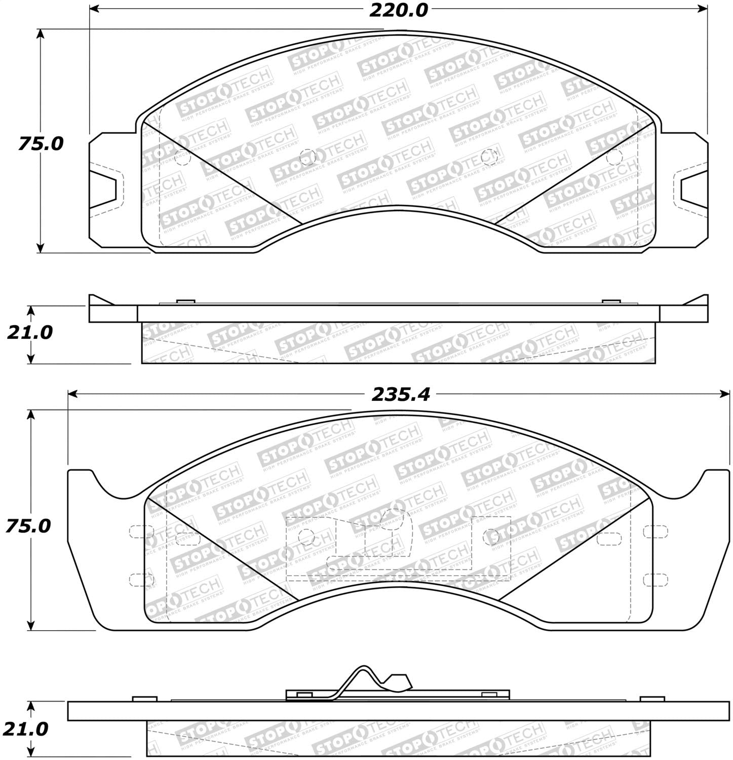 308.04110 StopTech Street Brake Pads with Shims