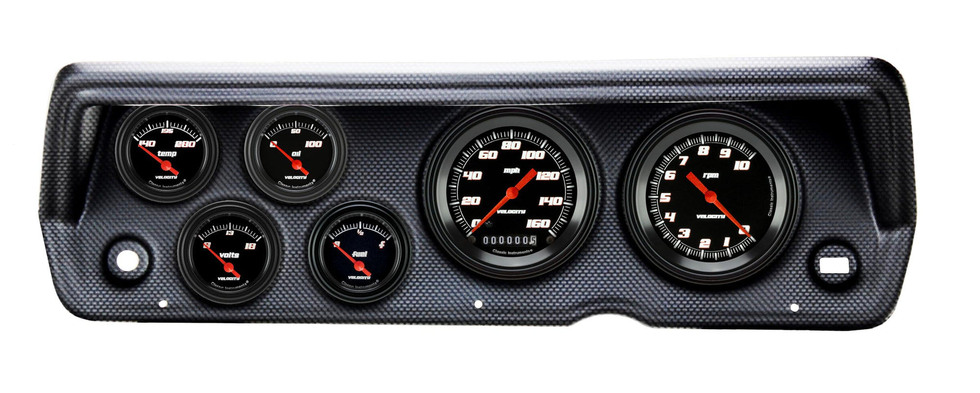 Velocity Black Classic Instruments CDDU70VSB01CF Direct Fit 6 Gauge Set Compatible with 1970-1976 Duster
