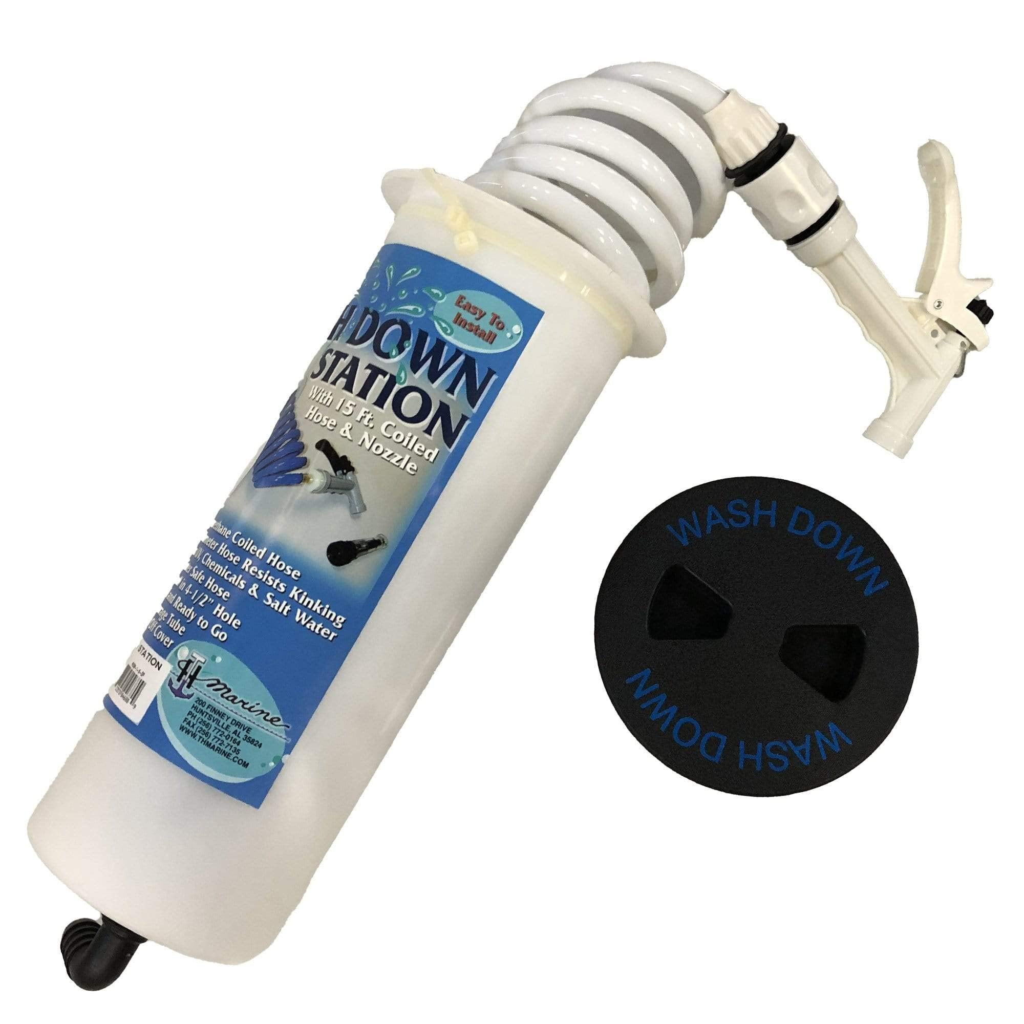 Black Deck Plate - Washdown Station - White Hose - Pistol Grip Nozzle