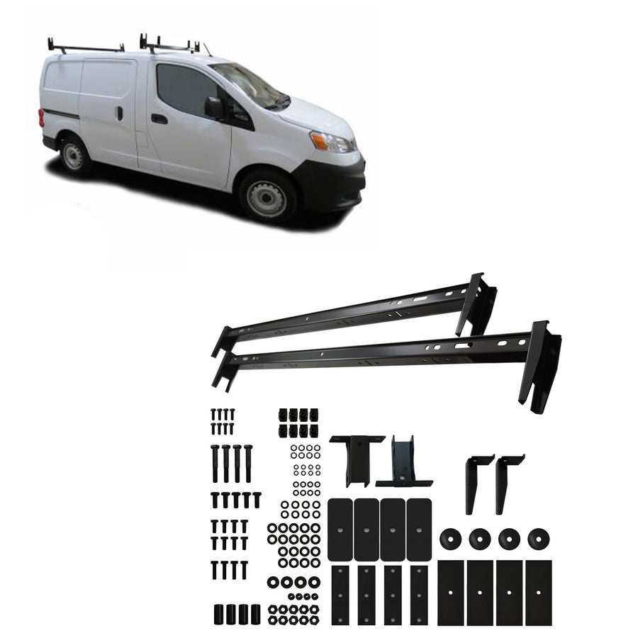 Black Horse Off Road Universal Black two BARS Steel Roof Ladder Rack Utility Adjustable Cross Bars with Stopper Fit Most Commercial Vans Without Rain Gutters 600 lbs. Weight Capacity