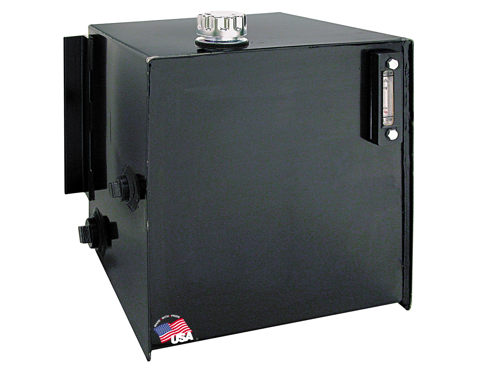 Buyers Products Side Mount Steel Hydraulic Reservoir SMR25S, 25 Gallon, Powder-Coated HRPO Steel, Internally Baffled, Welded Rear Brackets, 2 in. NPT Suction/Return, 1-1/4 in. NPT Return Port