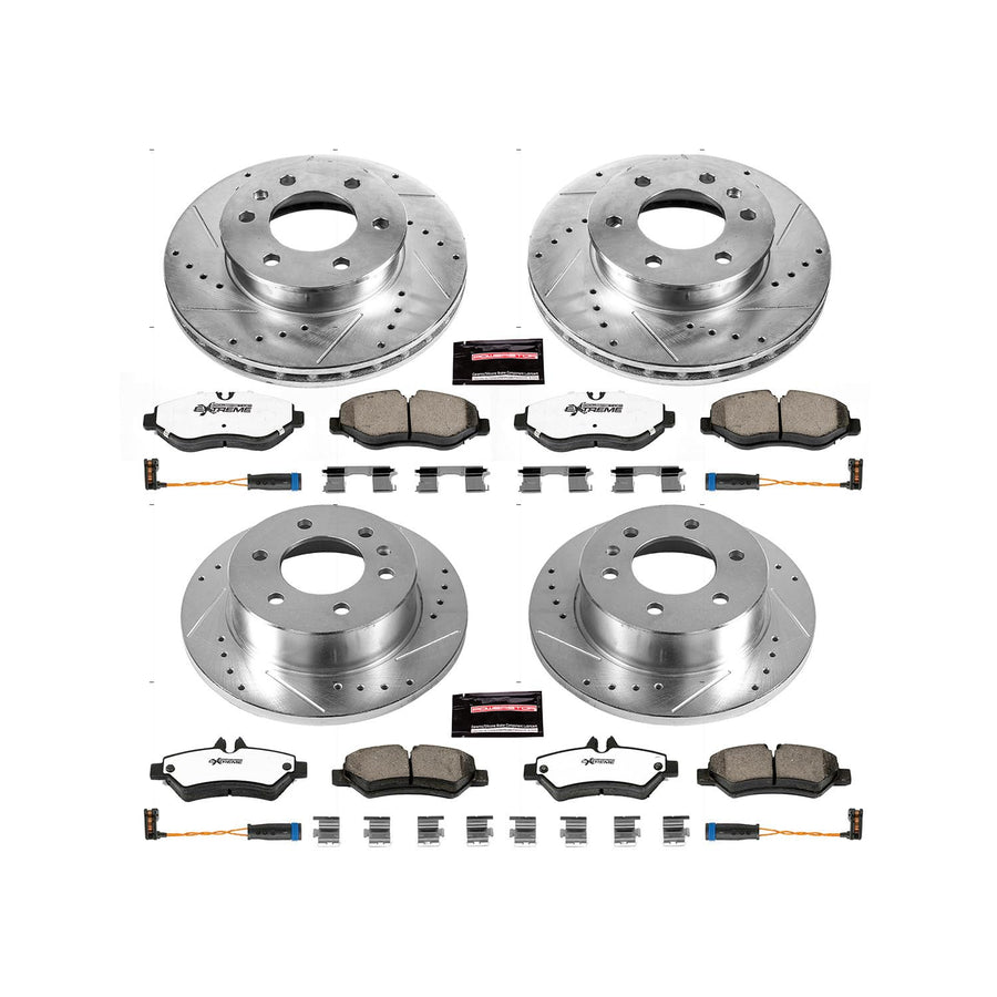 Brake Kit Power Stop For 2007 2008 Dodge Sprinter 2500 Freightliner Sprinter 2500 6 Lug Front and Rear Z36 Truck & Tow Carbon Fiber Ceramic Brake Pads and Drilled and Slotted Brake Rotors K6235-36