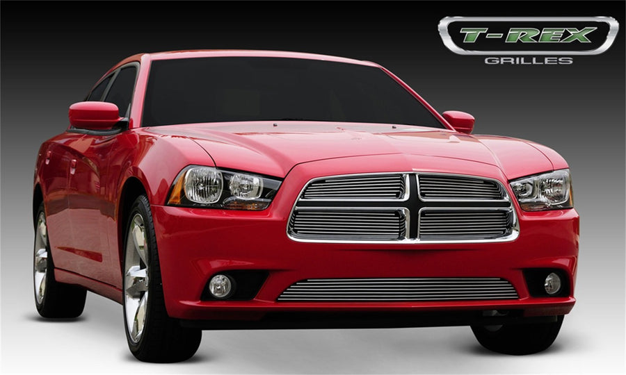 Horizontal T-Rex 21442 Aluminum Polished Finish Billet Grille Overlay for Dodge Charger