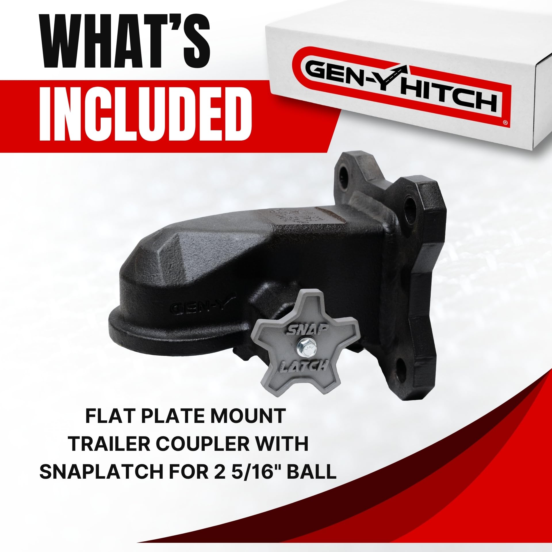 GEN-Y Hitch Trailer Coupler Flat Plate Mount with SnapLatch for 2 5/16" Ball, 32,000 lbs Towing Capacity, 3,200 lbs Tongue Weight, Made in USA, Black