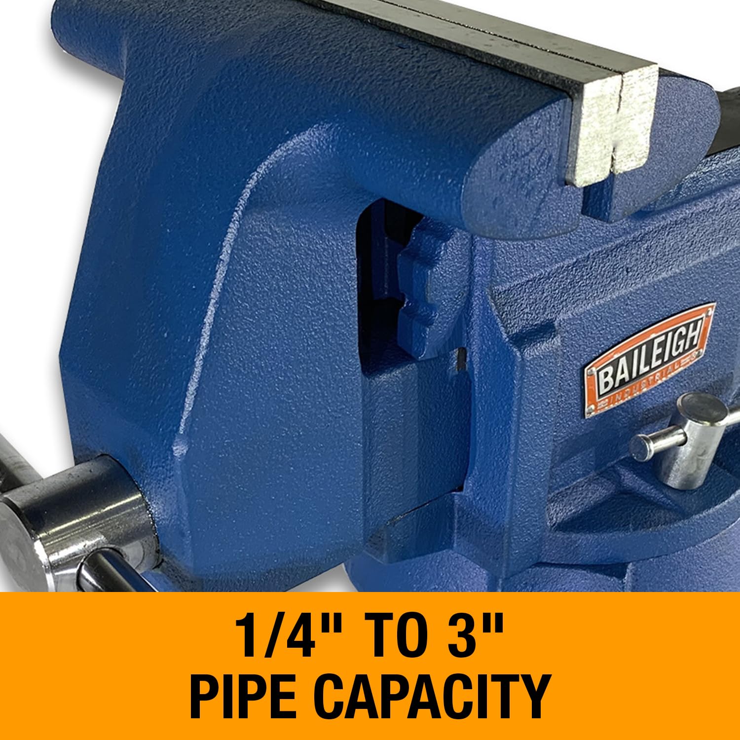 8" Jaw Width Baileigh Industrial Bench Vise, 9" Max Opening, 4" Throat (BV-8I-8)
