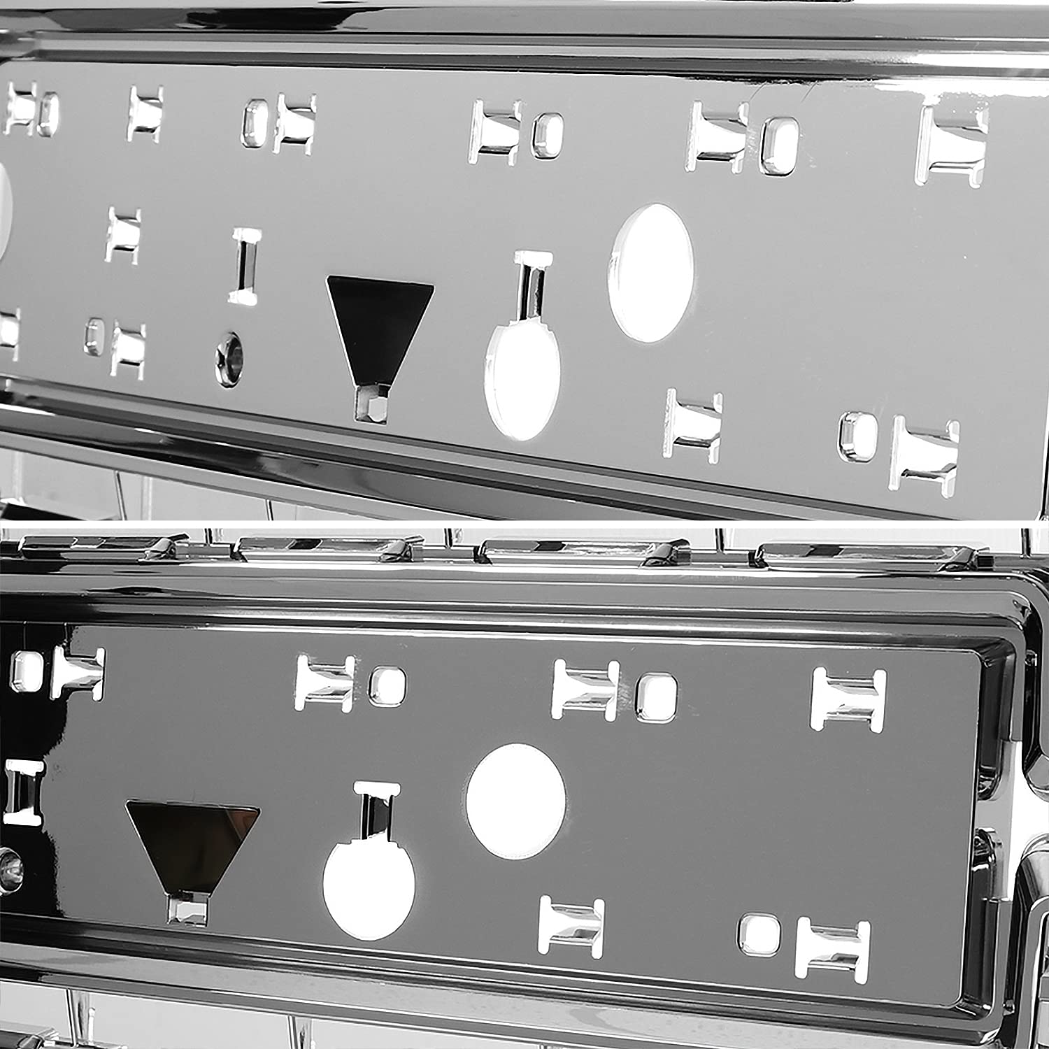 Chrome Denali Style Spec-D Tuning Front Bumper Hood Upper Grill Grille Compatible with 2019-2021 GMC Sierra 1500