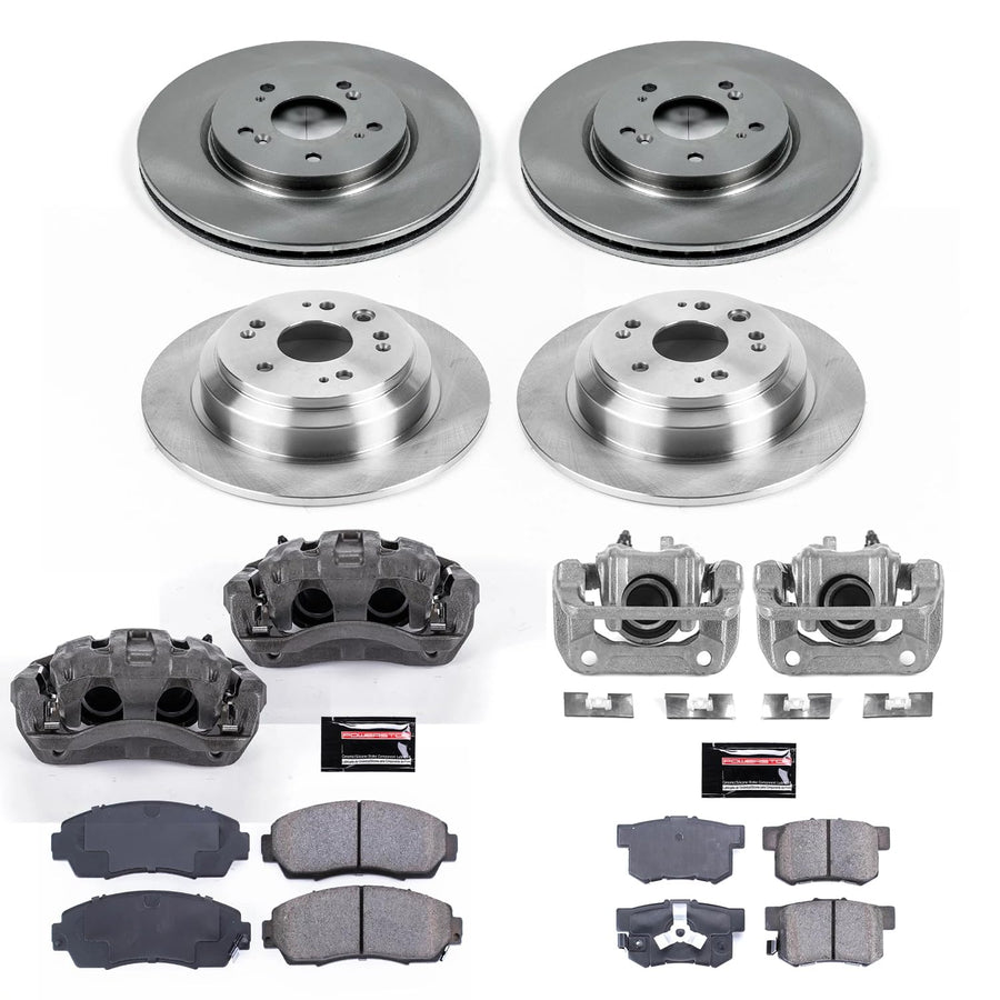 Power Stop KCOE5815 Replacement Autospeciality Front and Rear Caliper Kit- OE Rotors, Ceramic Brake Pads, Calipers