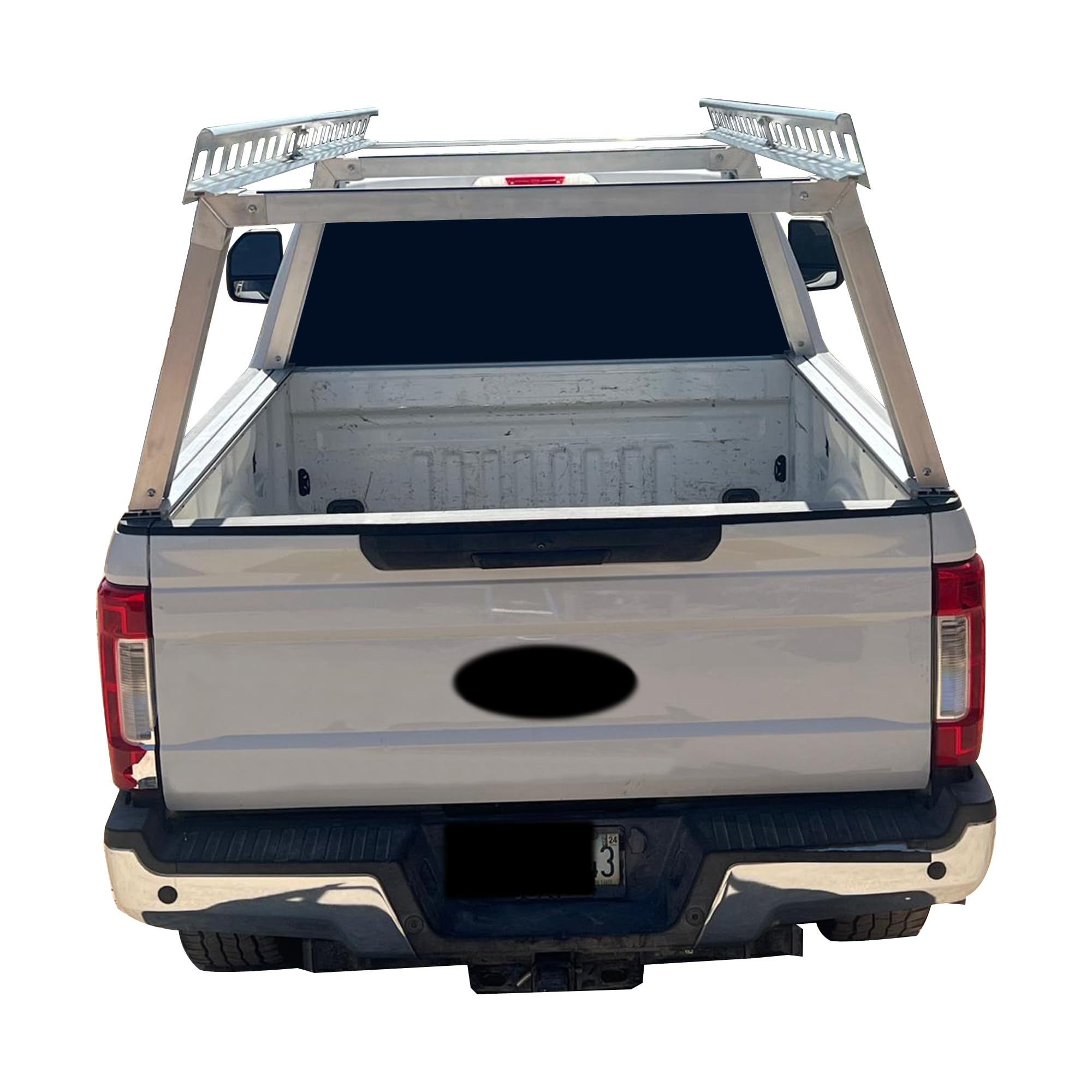 Heavy Duty Black Horse Ladder Rack Over Cab System 5.5' Bed Silver Aluminum Compatible with All 3/4-ton Trucks with 5.5ft to 5.7ft Bed Length Not Compatible with tonneau covers-CSFRHD55
