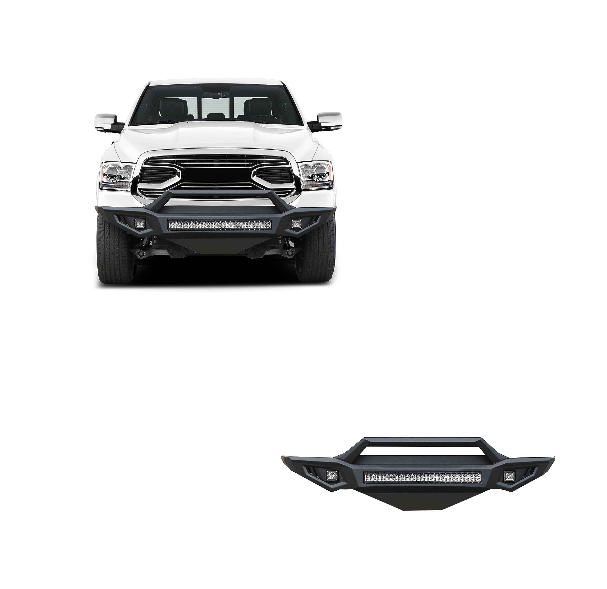 Armour II Heavy Duty Black Horse Front Bumper Kit Matte Black Compatible with 2015-2018 Ram 1500-AFB-RA16-K2