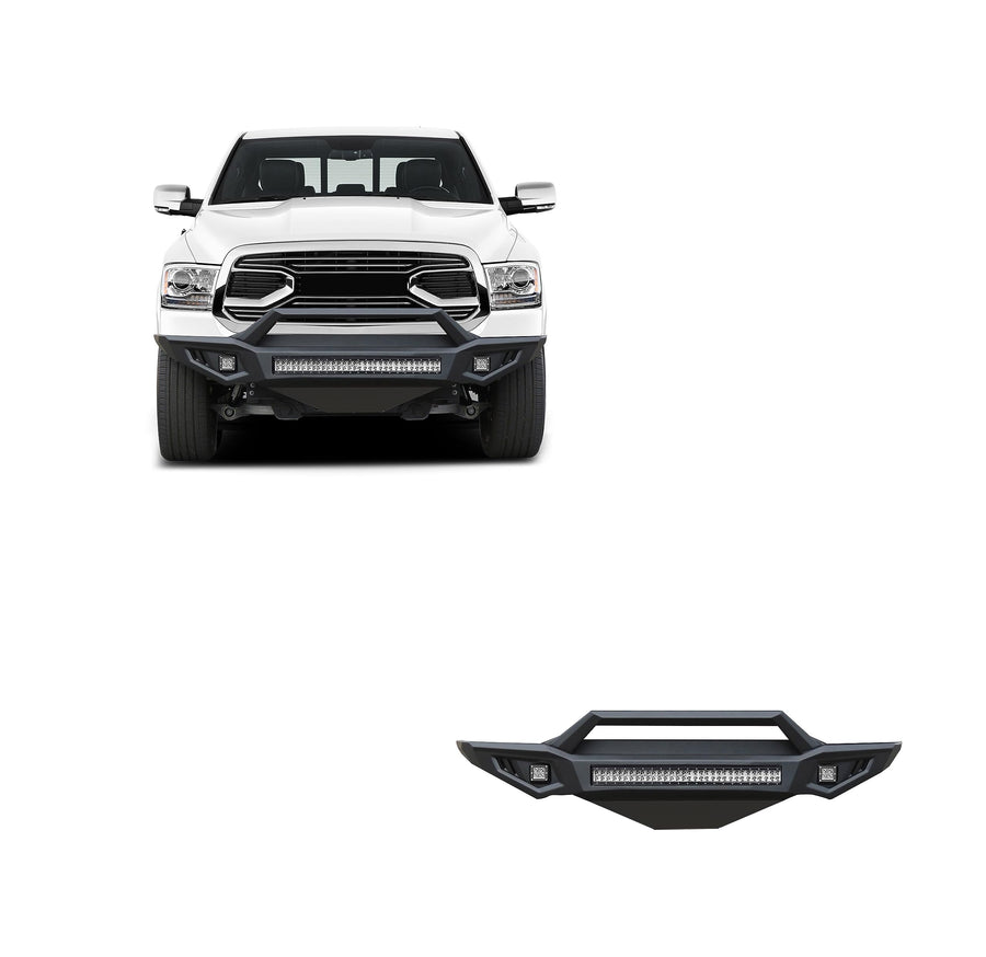 Armour II Heavy Duty Black Horse Front Bumper Kit Matte Black Compatible with 2015-2018 Ram 1500-AFB-RA16-K2