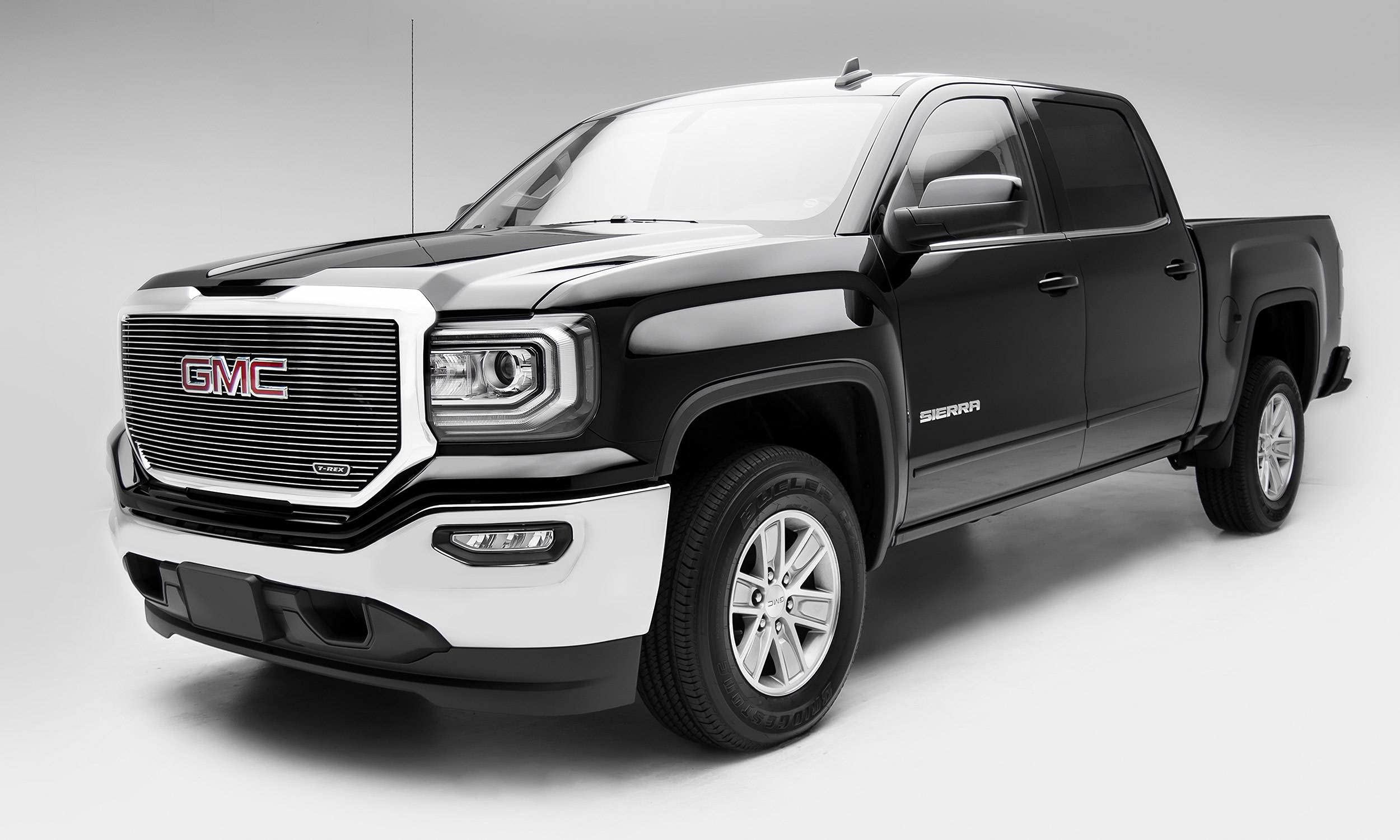 2016-2018 Sierra 1500 T-Rex Grilles Laser Billet Grille, Polished, 1 Pc, Insert, with Logo Cutout - PN #6202130