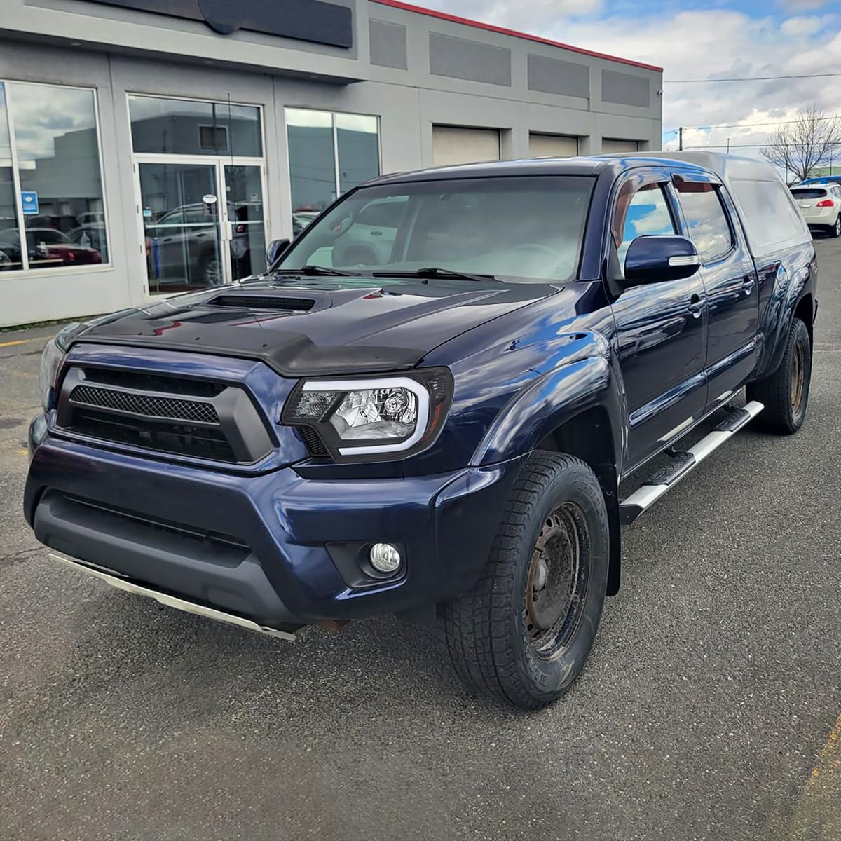 Black Headlights w/LED Strip SPEC-D TUNING Compatible with 2012-2015 Toyota Tacoma, Left + Right Pair Headlamp Assembly