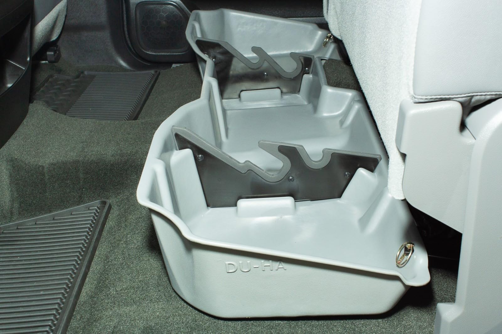 Under Seat Storage DuHa 10300 fits 2014-2018 Silverado/ Sierra Light Duty Crew Cab & 2015-2019 Heavy Duty Crew Cab | Black Heavy-Duty Back Seat Organizer | Includes Dividers