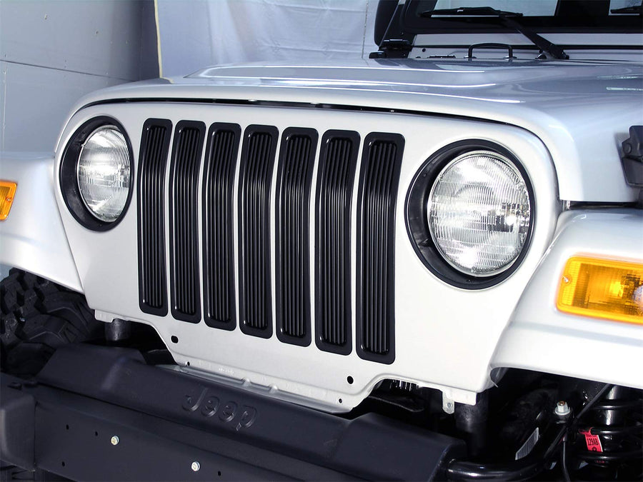 Grille Insert, Black | Rugged Ridge Billet Style | 11401.03 | Fits 1997-2006 Jeep Wrangler TJ