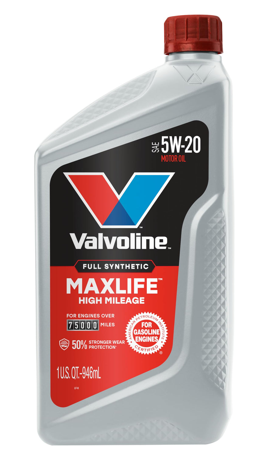 Valvoline High Mileage Full Synthetic with MaxLife Technology SAE 5W-20 Motor Oil 1 QT, Case of 6