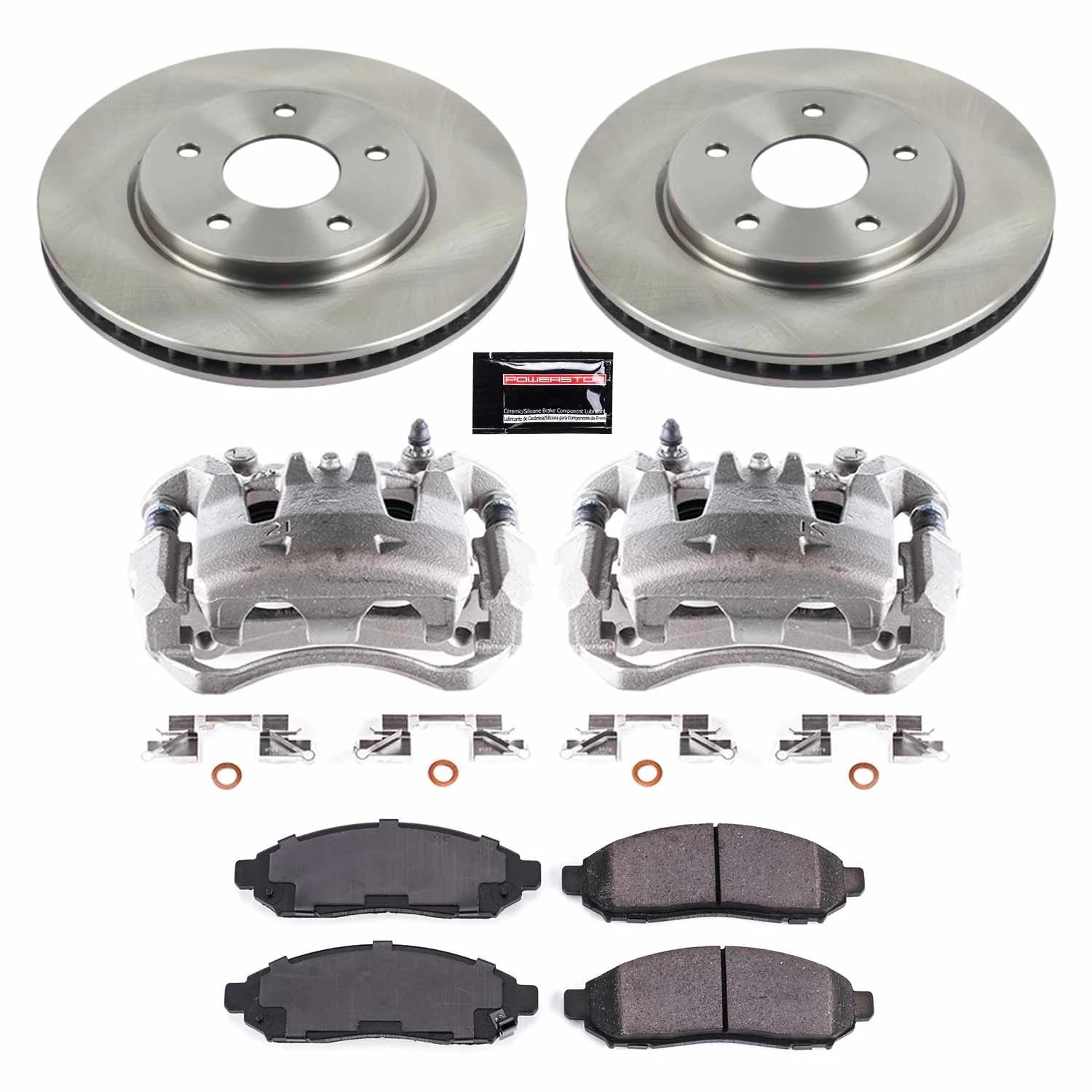 Power Stop Autospecialty KCOE7778 Front Stock Replacement Caliper Kit- OE Rotors, Ceramic Brake Pads, Calipers