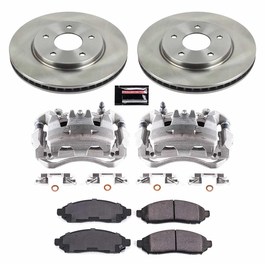 Power Stop Autospecialty KCOE7778 Front Stock Replacement Caliper Kit- OE Rotors, Ceramic Brake Pads, Calipers