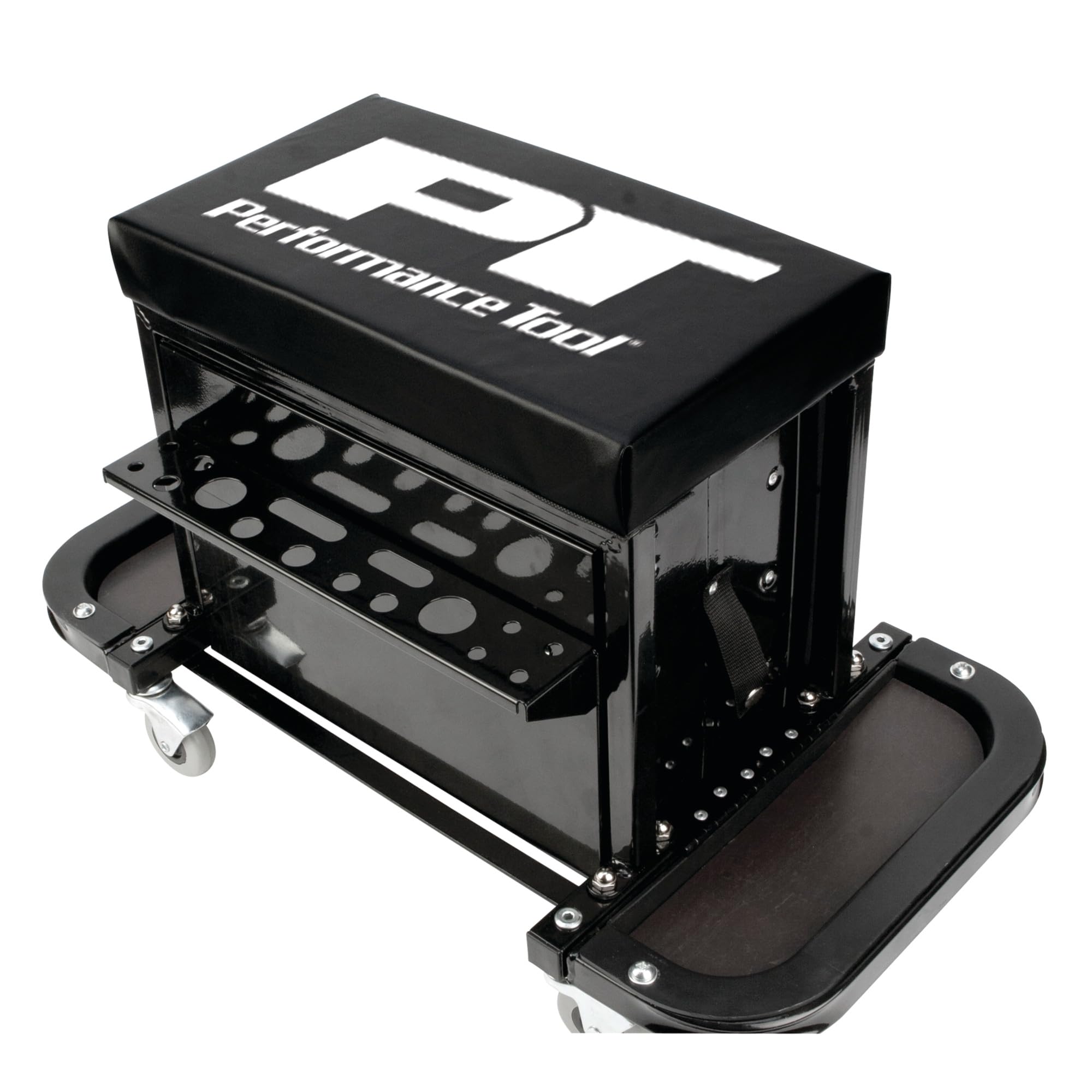 3-Drawer Performance Tool W85025 Rolling Tool Chest Seat With Magnetic Side Trays, Black