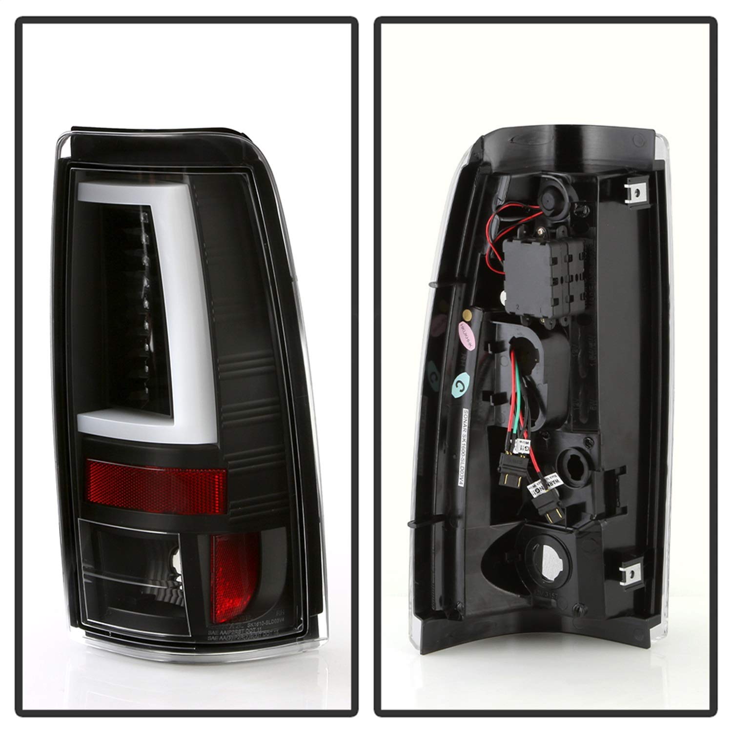Chevy Silverado 1500/2500 Spyder 5085849 03-06 and 2007 Silverado Classic (Does Not Fit Stepside) LED Tail Lights - Reverse-3157(Not Included) -All Black
