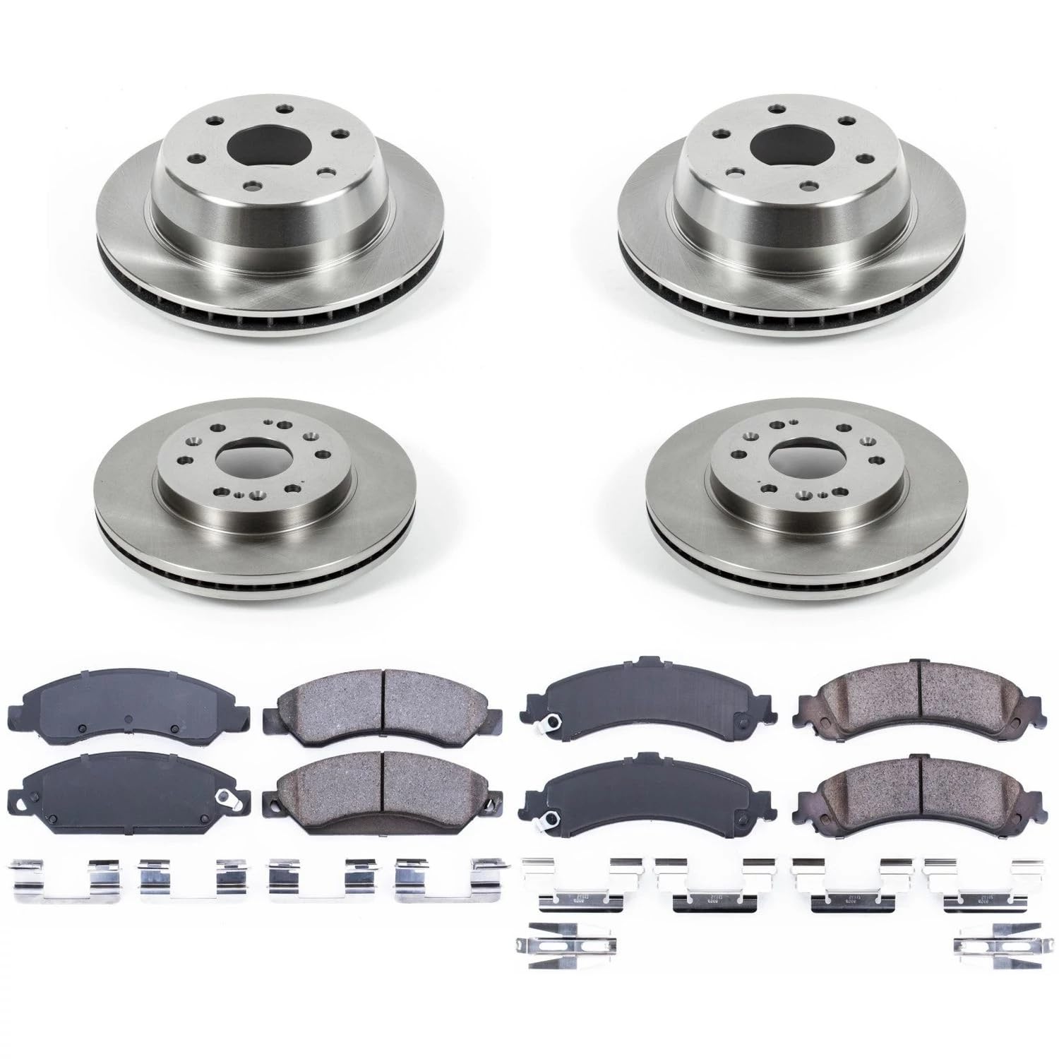 Brake Kit PowerStop For GMC Sierra 1500 2005-2006, GMC Sierra 1500 Classic 2007 [Model Specific] - Front and Rear OE Disc Rotors with Ceramic Brake Pads Replacement, KOE8071