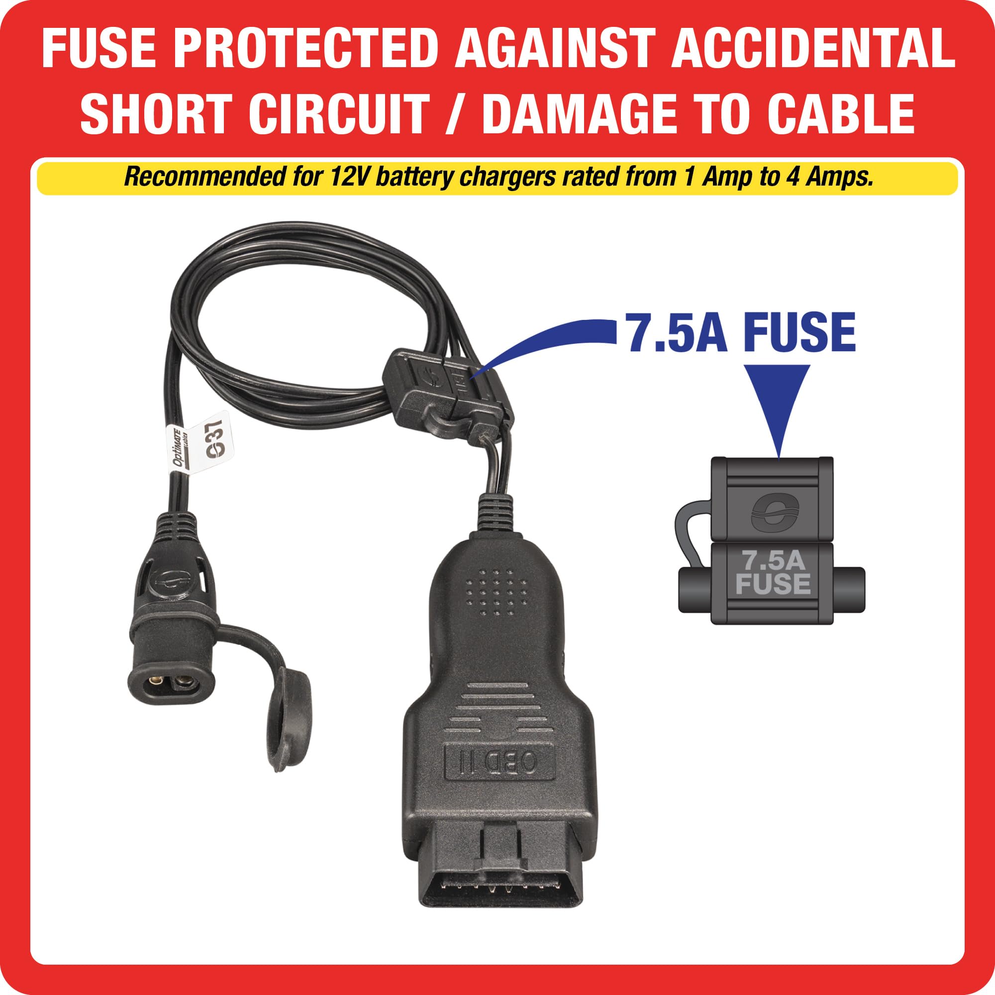 Adapter O-37, Optimate Cable, SAE to OBDII