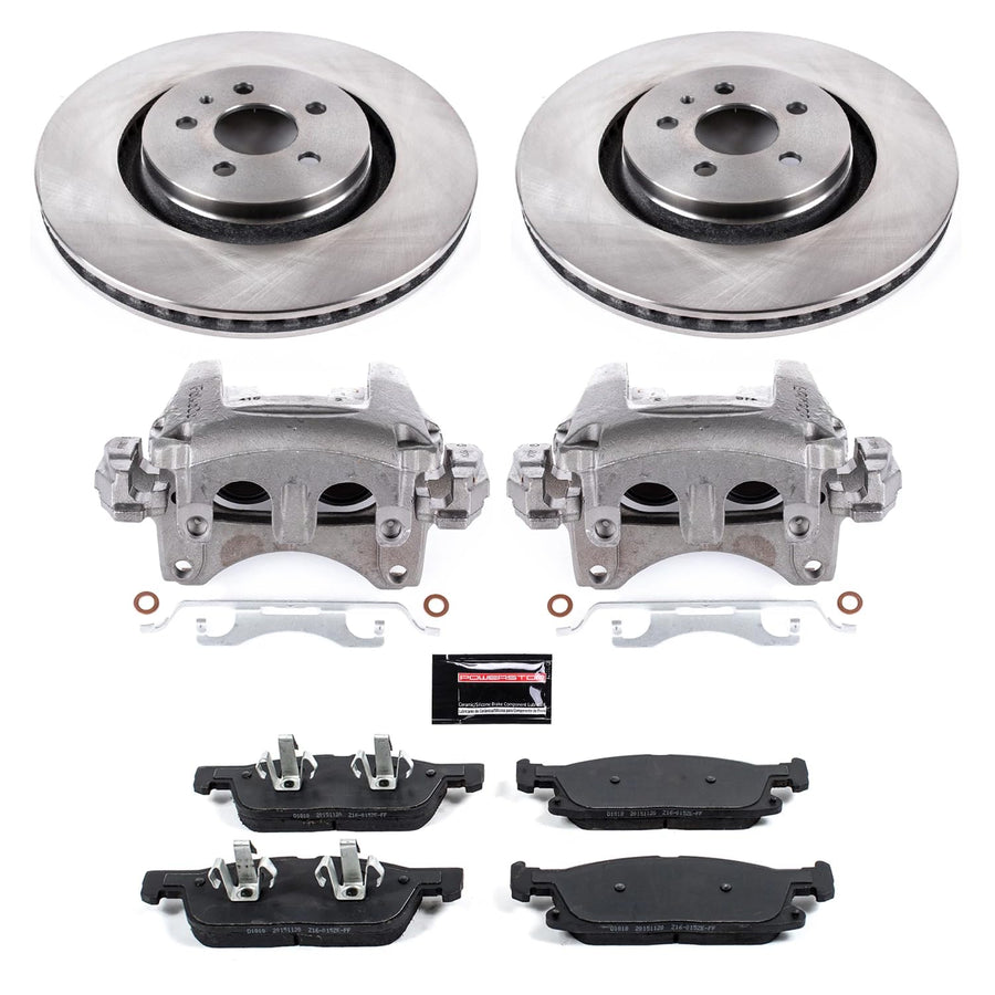 Power Stop KCOE7143 Front Stock Replacement Autospecialty Caliper Kit- OE Rotors, Ceramic Brake Pads, Calipers For Ford Edge, Lincoln MKX, Lincoln Nautilus [Model Specific]
