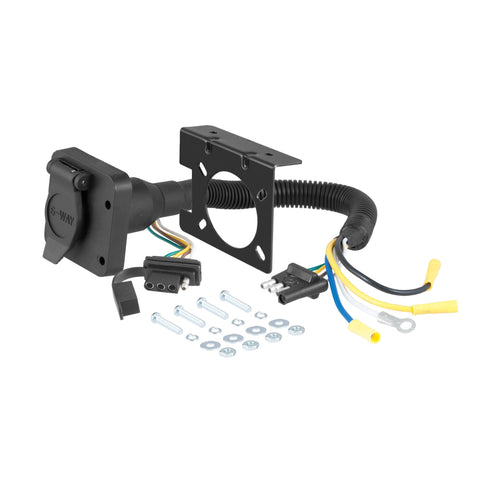 CURT Dual-Output 57604 4-Way Flat Vehicle-Side to 6-Way Round Trailer Wiring Adapter