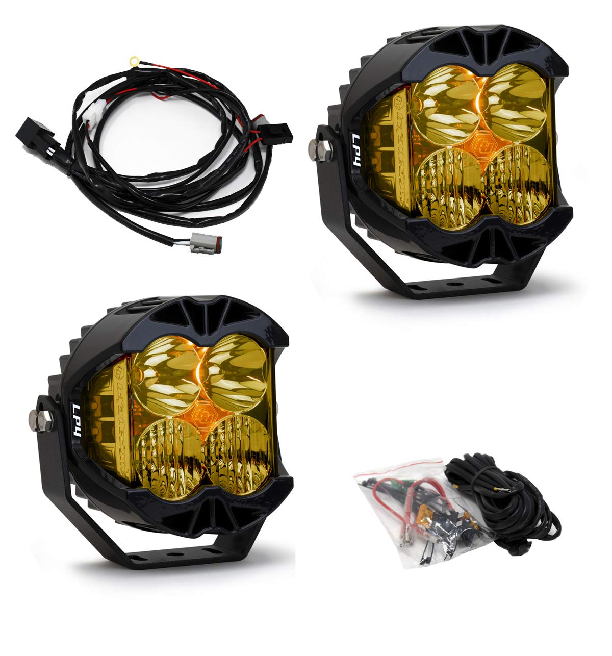 Baja Designs LED Light Pod LP4 Pro - 2PCS w/ Wiring Harness (Driving/Combo; Amber)