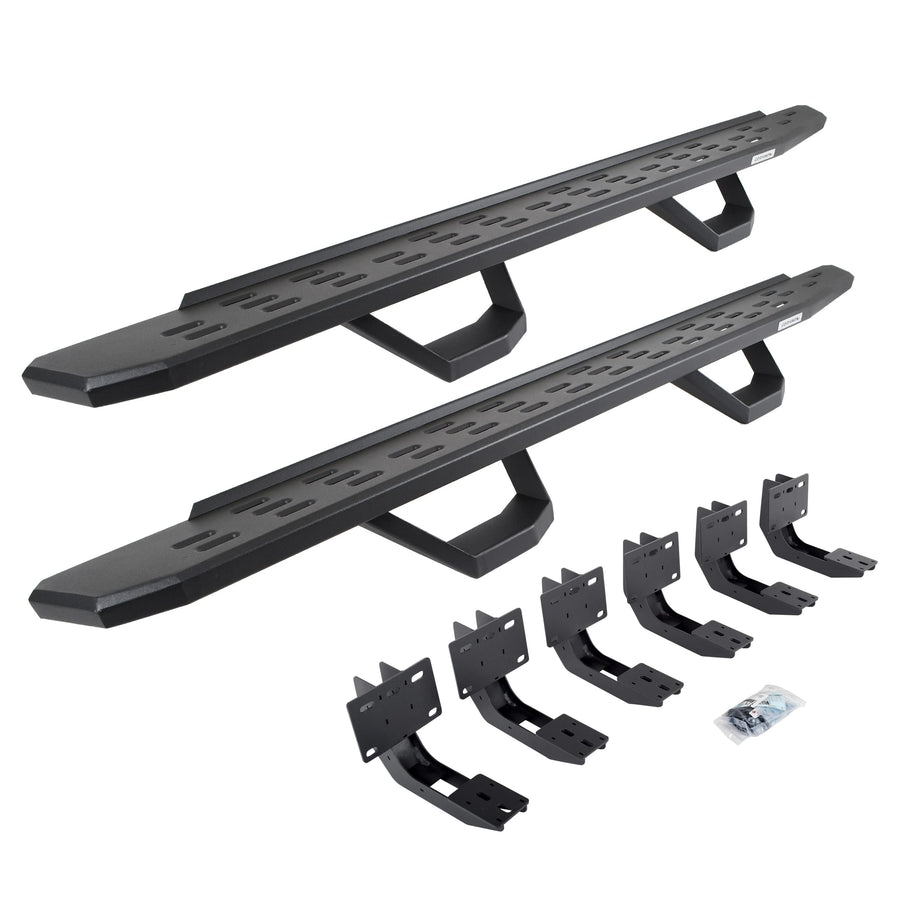 Go Rhino RB30 Running Boards, & Brackets, 2 Pair of Drop Steps | Galvanized Steel, Textured Black | 6963068020PC | Fits 2019-2024 RAM 1500 Quad Cab Pickup