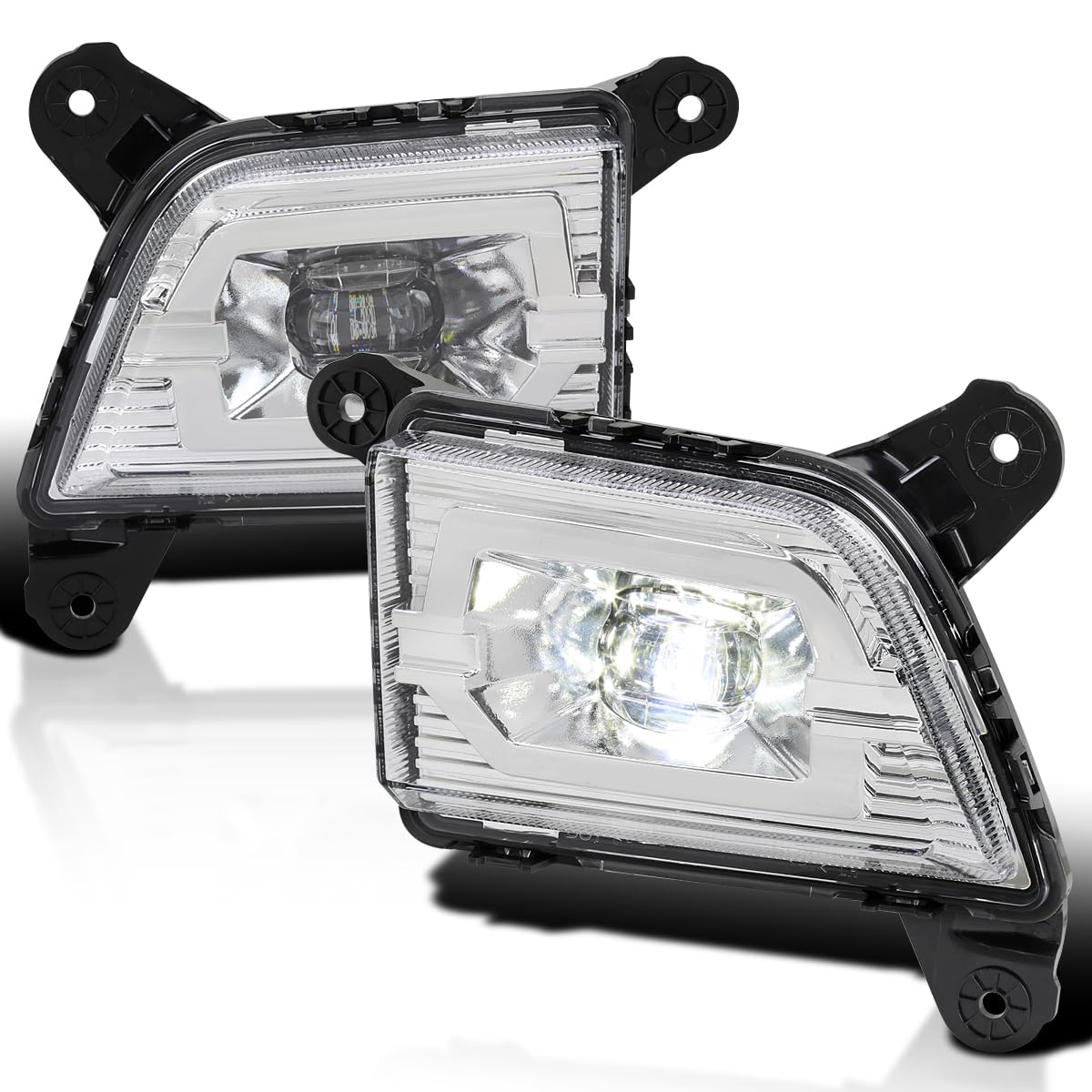 Chrome LED Fog Lights SPEC-D TUNING with Universal Wiring and Switch Compatible with 2019-2022 Chevrolet Silverado 1500, 2020-2022 Silverado 2500HD/3500HD