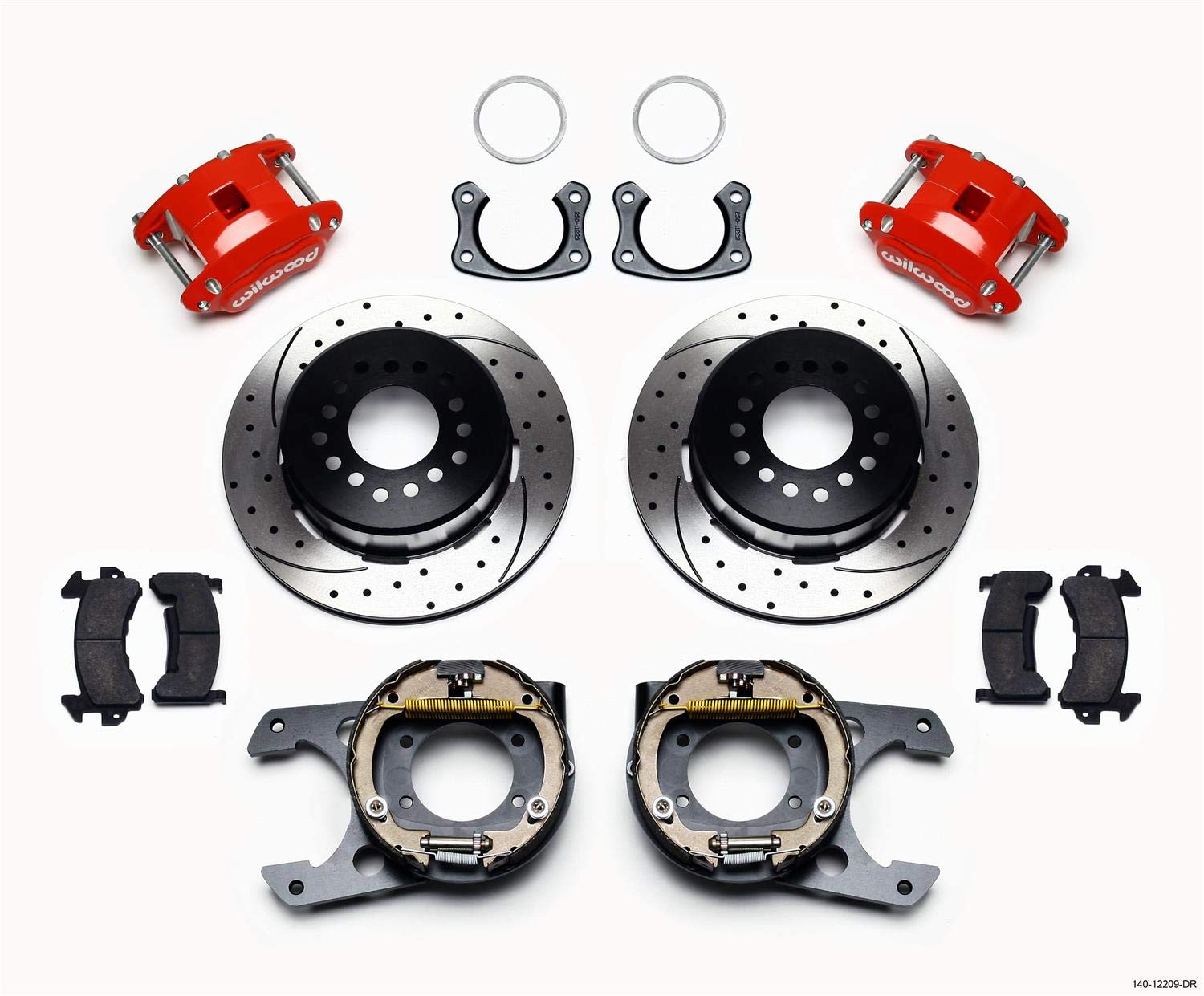 WILWOOD 140-12209-DR P/S D154 P-B Kit, Drilled-Red New Big Ford 2.50" Offset