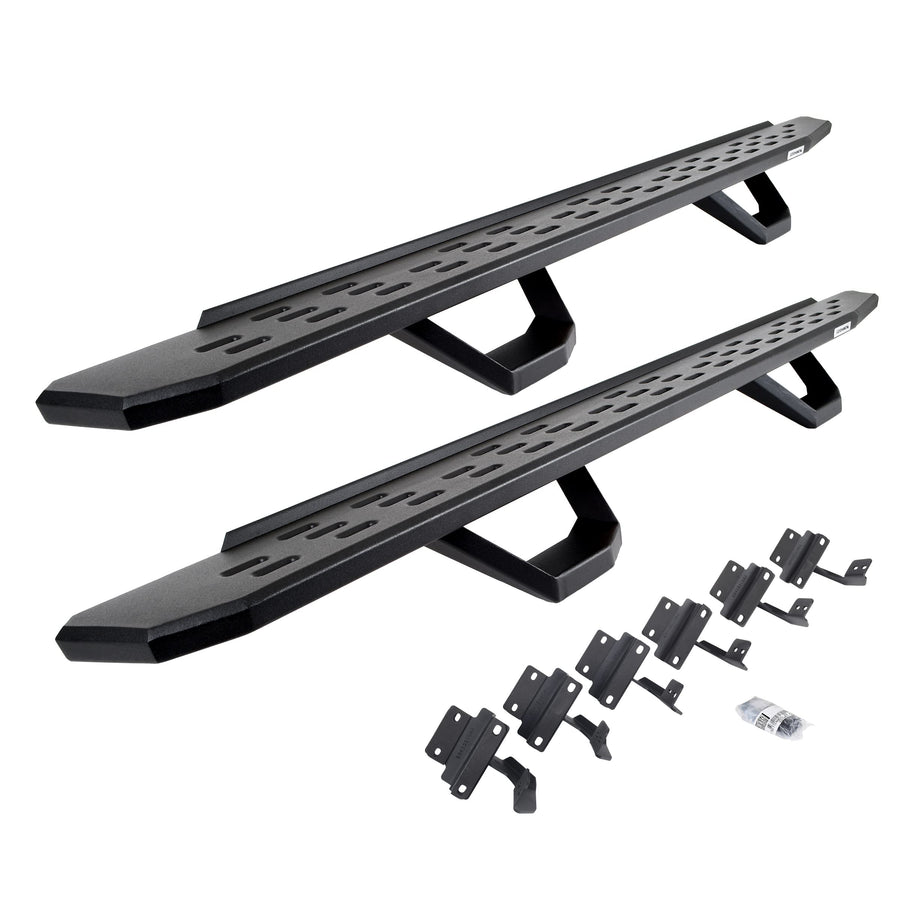 Go Rhino RB30 Running Boards, & Brackets, 2 Pair of Drop Steps | Galvanized Steel, Textured Black | 6961558720PC | Fits 2015-2024 Ford F-150 Super Crew & Others (See Description)