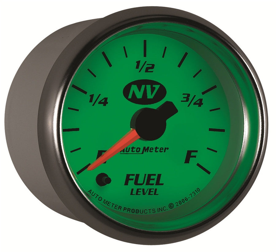 Auto Meter NV 7310 Full Sweep Electric Programmable Empty Full Range Fuel Level Gauge
