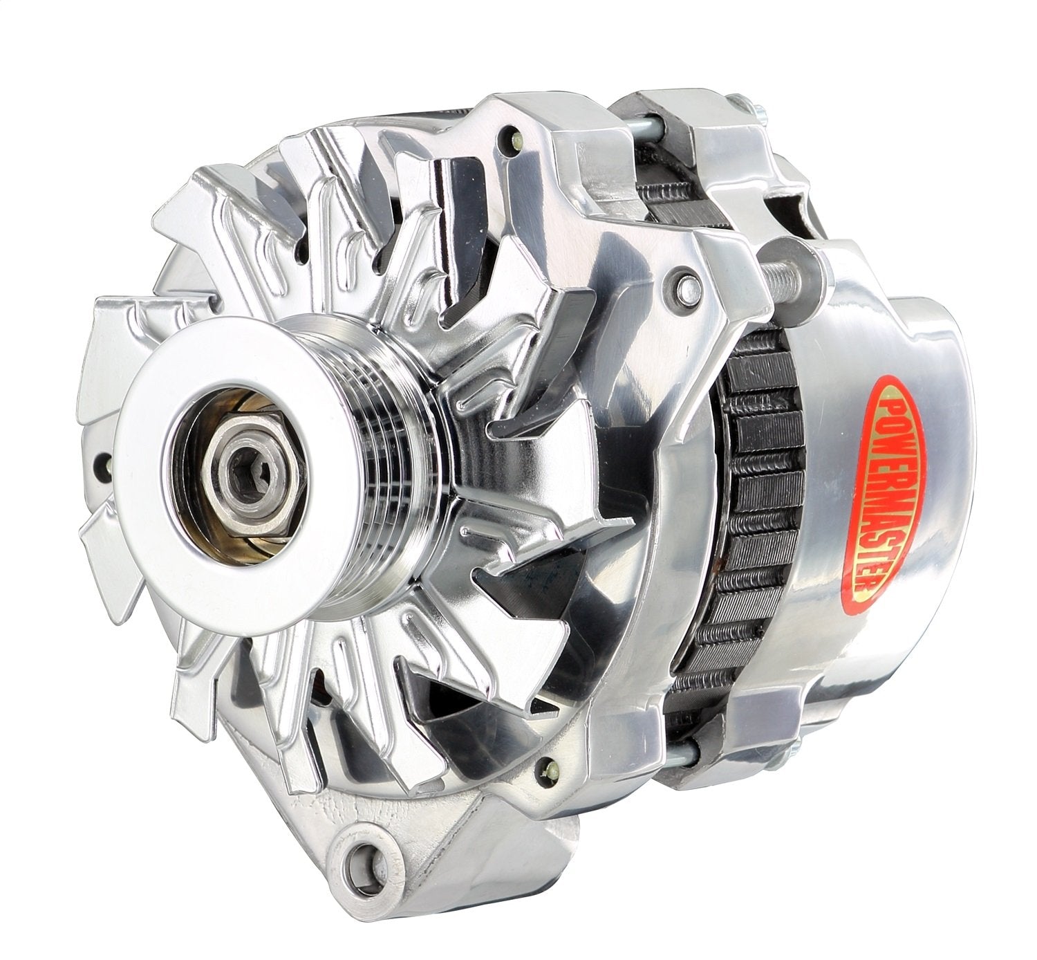 Alt GM CS130 Powermaster Polish 140A 6 grv Pulley Offset Right MTG Side BAT Post 1-Wire or OE Hookup
